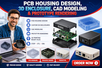 do pcb housing design, 3d enclosure, cad modeling and prototype rendering