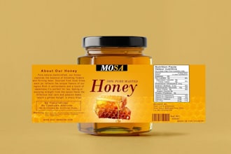 design a professional jar label for food, cosmetics and product packaging