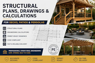 deliver structural drawings, plans, and calculations for deck pergola project