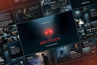 create urgent film pitch deck, screenplay slides, animated video presentation