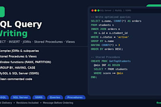 write, fix and optimize sql queries for your database
