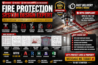 provide fire protection system design nfpa sprinkler layouts and hydraulic