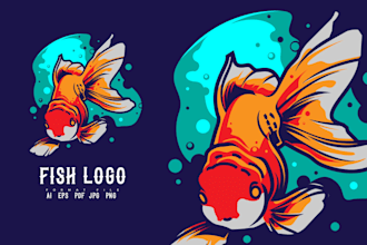 create a seafood logo with custom shrimp artwork
