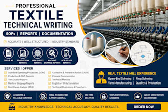 write professional textile sops production reports and technical documents