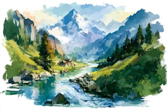 paint landscapes in watercolor