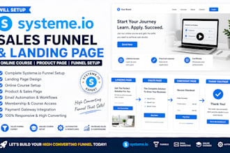 setup systeme io sale funnel online course product page systeme io landing page