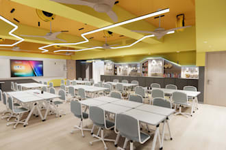 design realistic 3d stem lab, innovation center and makerspace interiors