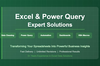 do excel data analysis, automation and power query solutions