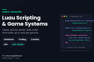 be your roblox developer and luau scripter