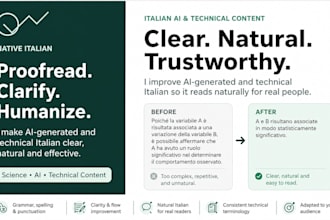 proofread and improve italian ai generated technical content