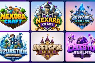 design minecraft server, pixel art, roblox gaming logo