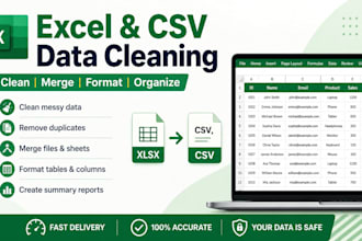clean merge and format excel or CSV files