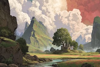 create fantasy landscape illustrations