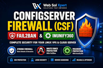 setup config server firewall csf security imunify360 fail2ban web hosting server