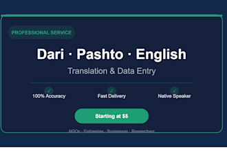 translate dari, pashto, and english and data entry