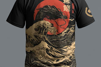 create japanese art for t shirt illustration