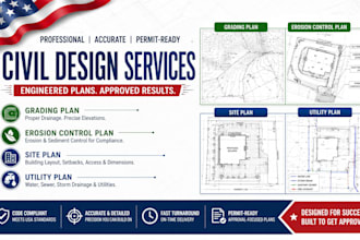 design grading plan, erosion control, site plan and utility plan