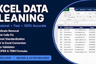 clean and fix your excel or CSV data, remove duplicates and format errors