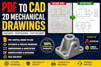 convert PDF drawings into autocad 2d mechanical drawings