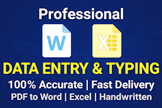 fast typing data entry word excel PDF to word 60 wpm