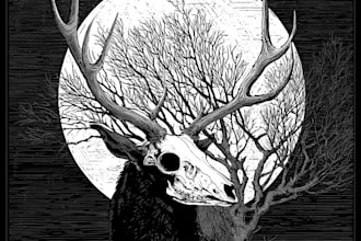 make dark art, concepts, linocut or woodcut illustrations