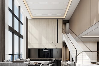 make luxury 8k ultra realistic villa 3d interior render with