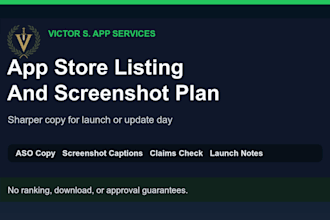write your app store listing and screenshot plan