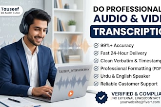 do professional audio or video transcription