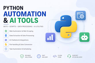 develop python automation scripts, ai tools, bots, and custom solutions