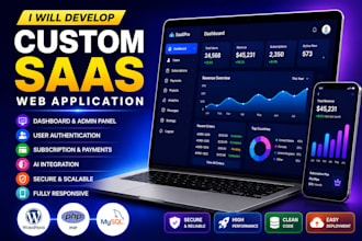 develop a custom saas web application with dashboard