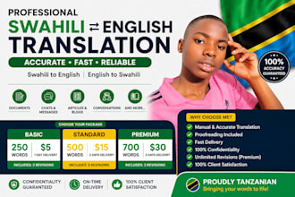 translate swahili to english and english to swahili professionally