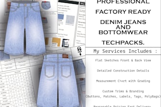 design denim jeans and manufacturer ready techpacks for it