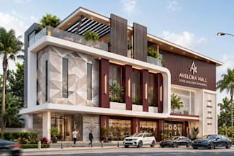 design modern house elevation and realistic exterior render