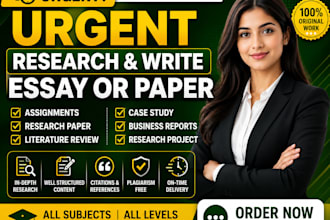 urgently research and write essay or paper