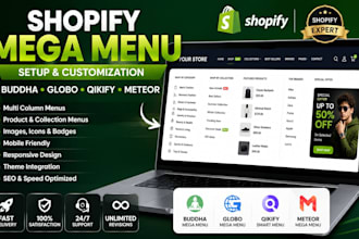 integrate shopify mega menu apps buddha mega menu globo qikify  meteor