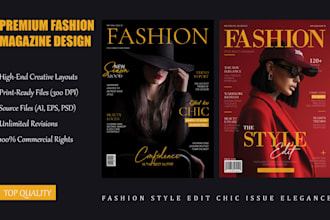 fashion magazine cover, magazine layout, catalog, newsletter