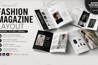 fashion magazine cover, magazine layout, catalog, newsletter