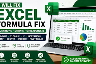 fix excel formulas, functions and spreadsheets