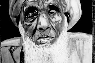 draw a realistic sketch for old man