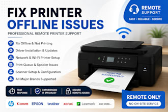 fix printer offline issues install printer drivers and network printers