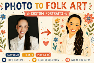 turn your photo into a custom folk art portrait