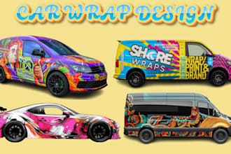 design a professional vehicle wrap, car wrap, van wrap and truck branding design