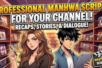 write professional manhwa and comic script for your channel