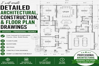 create detailed architectural construction and floor plan drawings