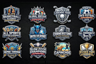 design football, baseball, basketball, soccer and hockey sports team logo
