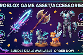 make custom roblox assets, low poly design, roblox accessories, different props
