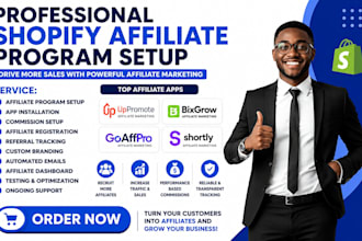 setup shopify affiliate program growthhero bixgrow affilitrak collabs ainfluence