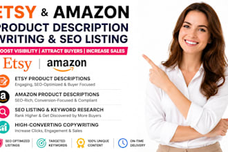 setup etsy product seo listing amazon product descriptions copywriting