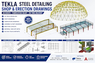 create tekla steel detailing, shop drawings and erection drawings