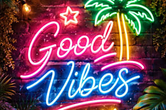 design a vibrant neon logo for your business, gaming, bar or brand identity